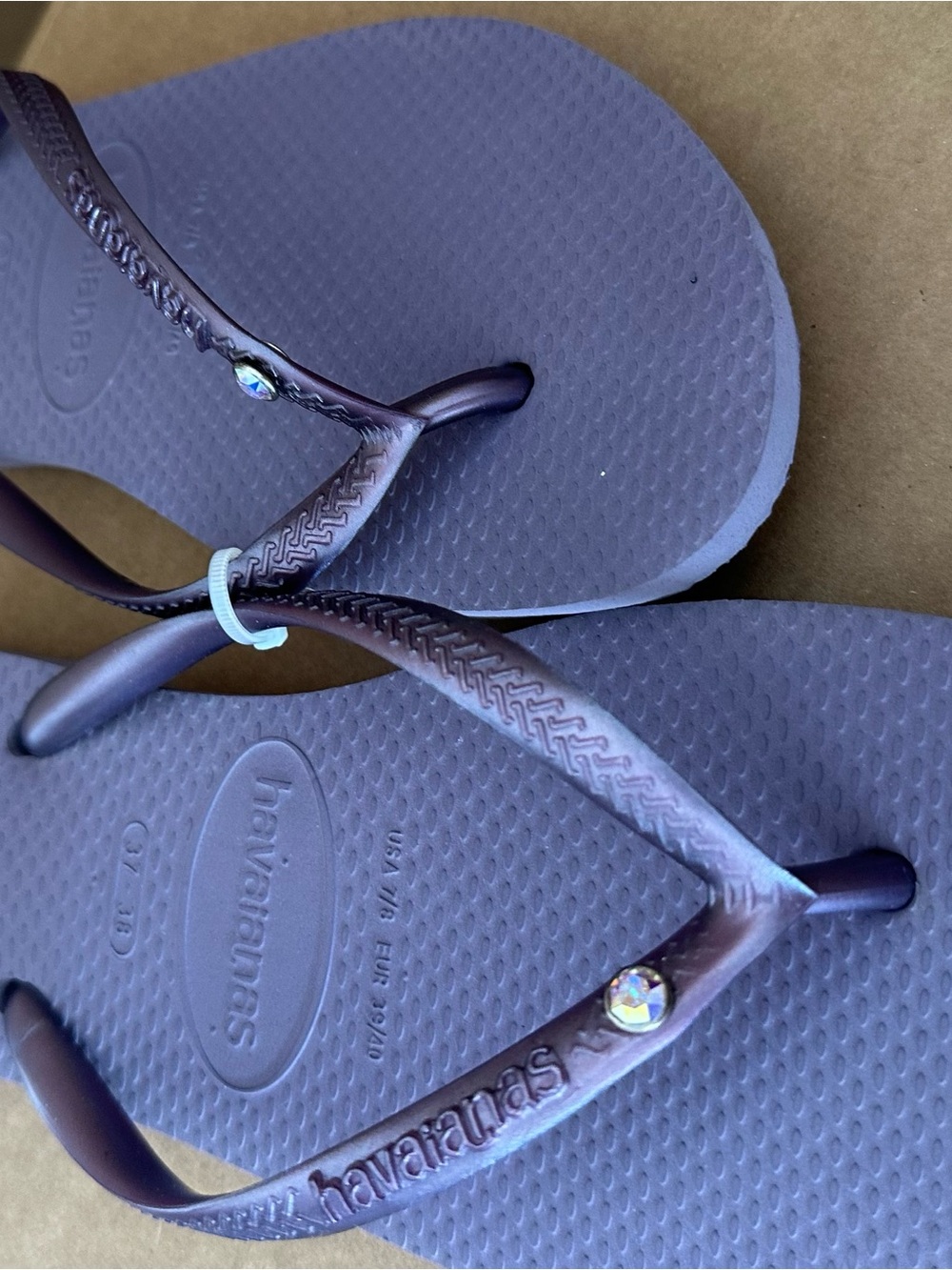 Havaianas Women's Lavender Flip Flops with Iridescent Jewel